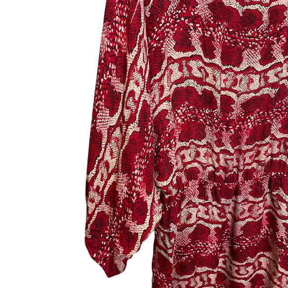 Parker Women's Dress Red Rose Syncned Long Sleeve 100% Silk Scoop Neck Size M - Picture 4 of 6